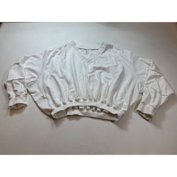 As Revival Womens White Gathered Hem Pullover Sweatshirt XL (bin LL178) - Picture 2 of 9